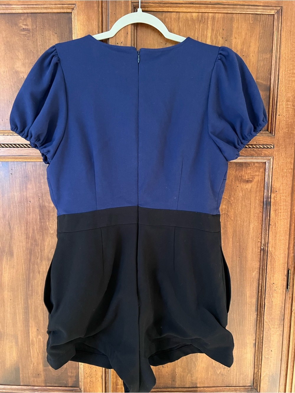 Anthropologie Maeve Puff-Sleeve Colorblock Scallop Romper | SZ 12 | Like New - Picture 5 of 14